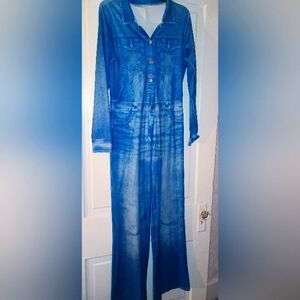 Denim Jumpsuit with Button Front
